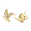 Rack Plating Brass Micro Pave Clear Cubic Zirconia Stud Earrings for Women EJEW-M260-17G-2