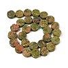 Natural Unakite Carved Beads Strands G-B088-A02-01-3