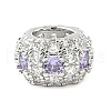 Brass Micro Pave Cubic Zirconia European Beads KK-I276-28P-2