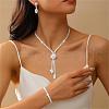 Flower & Horse Eye Alloy with Crystal Rhinestone Pendant Necklace & Stud Earring FS-WGF2591-02-2