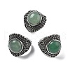 Natural Green Aventurine Adjustable Rings RJEW-I108-03AS-05-4