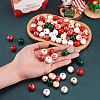 140Pcs 7 Styles Painted Natural Wood European Beads WOOD-TA0001-65-7