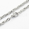 Men's 304 Stainless Steel Rope Chain Necklaces STAS-O037-80P-1