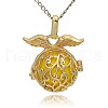 Golden Tone Brass Hollow Round Cage Pendants KK-J230-07G-3