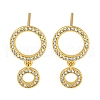 Rack Plating Ring Brass Micro Pave Cubic Zirconia Stud Earrings EJEW-B061-04G-1