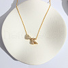 Heart Initial Brass Micro Pave Clear Cubic Zirconia Pendant Necklaces FS-WG89C2E-11-1