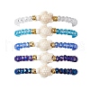 5Pcs 5 Colors Faceted Rondelle Glass Breaded Stretch Bracelets BJEW-JB10259-02-1