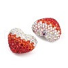 Gradient Color Heart Shaped Polymer Clay Rhinestone Beads CLAY-NH0002-03E-2
