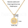 Brass Micro Pave Clear Cubic Zirconia Flat Round with Letter Pendant Necklaces FS-WG00655-13-2