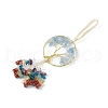Natural Aquamarine Tree of Life with Mixed Gemstone Chips Tassel Big Pendant Decorations HJEW-H057-03G-A04-2