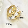 316L Surgical Stainless Steel with Shell Pearl Round Beaded Finger Rings for Women FS-WG2730F-01-2