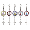Handmade Evil Eye Lampwork & Glass Seed Beaded Heart Pendant Decorations HJEW-MZ00211-2