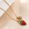 304 Stainless Steel Red Enamel Pendant Necklaces for Women NJEW-U043-02B-G-2