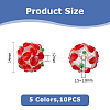 FIBLOOM 10Pcs 5 Colors Handmade Lampwork Beads LAMP-FI0001-01-2