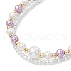 Glass Pearl Round Beaded Multi-strand Bracelets BJEW-JB11918-01-3