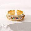 Brass Micro Pave Colorful Cubic Zirconia Adjustable Cuff Rings for Women FS-WG1389A-02-1