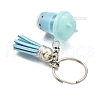 Faux Suede Tassel & Imitation Bubble Tea/Boba Milk Tea Resin Keychain KEYC-JKC01203-03-3