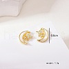 Minimalist S925 Sterling Silver Clear Cubic Zirconia Star with Moon Stud Earrings LK9436-3
