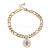 304 Stainless Steel Flat Round with Hamsa Hand Charm Bracelets BJEW-A036-13G-02-4