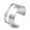 Stainless Steel Hollow Striped Open Cuff Bangles for Women BJEW-G719-06P-1