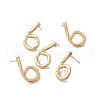 Brass Number Stud Earrings with 925 Sterling Silver Pins for Women EJEW-A077-01F-2