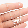 2008 Birth Year Number 201 Stainless Steel Pendant Cable Chain Necklaces FS-WGB5F08-45-1