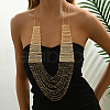 Elegant Brass Geometric Tassel Multi Layered Bib Necklaces for Women's Party Outfit GR3254-1