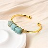 Natural Amazonite Beads Cuff Bangles for Women BJEW-Q035-01G-01-2