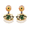 Alloy Enamel Evil Eye Dangle Stud Earrings EJEW-C144-01G-2