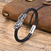 PU Leather Braided Bead Bracelet with Stainless Steel Dragon Head PW-WG46959-01-2