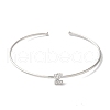 Rack Plating Brass Micro Pave Clear Cubic Zirconia Letter Open Cuff Bangles BJEW-A018-01P-Z-2