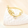 Ocean Theme Brass Micro Pave Cubic Zirconia Cuff Rings for Women RJEW-F184-17A-G-3
