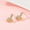 knot Brass Micro Pave Clear Cubic Zirconia Stud Earrings EJEW-F895-16G-3