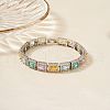 Elegant Brass Cubic Zirconia Rectangle Link Chain Bracelets for Women OJ6421-3-1