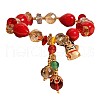 Teardrop & Fortune Cat Alloy Glass Charm Bracelets FS-WG2F667-01-5