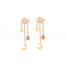 304 Stainless Steel Micro Pave Clear Cubic Zirconia Dangle Stud Earrings FS-WG87FF9-02-2