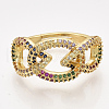 Adjustable Brass Micro Pave Cubic Zirconia Finger Rings RJEW-S044-014-2