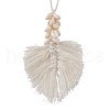 Leaf Handmade Woven Cotton Macrame Pendant Decorations HJEW-JM02824-02-1