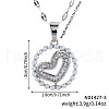 French Romantic Brass Pave Clear Cubic Zirconia & Plastic Pearl Hollow Heart Pendant Necklaces MZ4402-1-2
