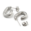 Non-Tarnish 304 Stainless Steel Oval Stud Earrings EJEW-R154-01P-2