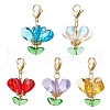 Flower Glass Pendant Decorations HJEW-MZ00263-2
