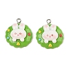 Christmas Theme Rabbit Opaque Resin Pendants RESI-S08-04D-1