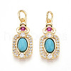 Synthetic Turquoise Rectangle with Flower Pendants KK-N258-16G-1