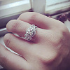 Flat Round Brass Micro Pave Clear Cubic Zirconia Finger Rings for Women FS-WG22049-02-3