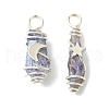 2Pcs Electroplated Natural Quartz Crystal Dyed Copper Wire Wrapped Pendants PALLOY-JF03164-02-1
