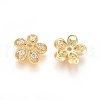 5-Petal Brass Micro Pave Clear Cubic Zirconia Bead Caps ZIRC-G153-41G-2