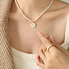 Mother's Day Jewellery 304 Stainless Steel Pave Natural White Shell Constellation Pendant Natural Freshwater Pearl Rice Beaded Necklaces for Women FS-WG631DE-08-1
