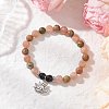 Natural Unakite & Multi-Moonstone Beaded Stretch Bracelets BJEW-JB11951-02-1