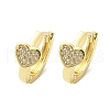 Heart Brass Micro Pave Clear Cubic Zirconia Hoop Earrings EJEW-D311-106G-2