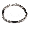 Tarnish Resistant PVD Vacuum Plating 201 Stainless Steel Column Byzantine Chain Bracelets BJEW-B078-66EBP-1